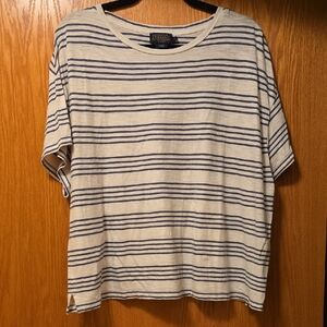 Pendleton White and Blue Striped Short Sleeve Tee